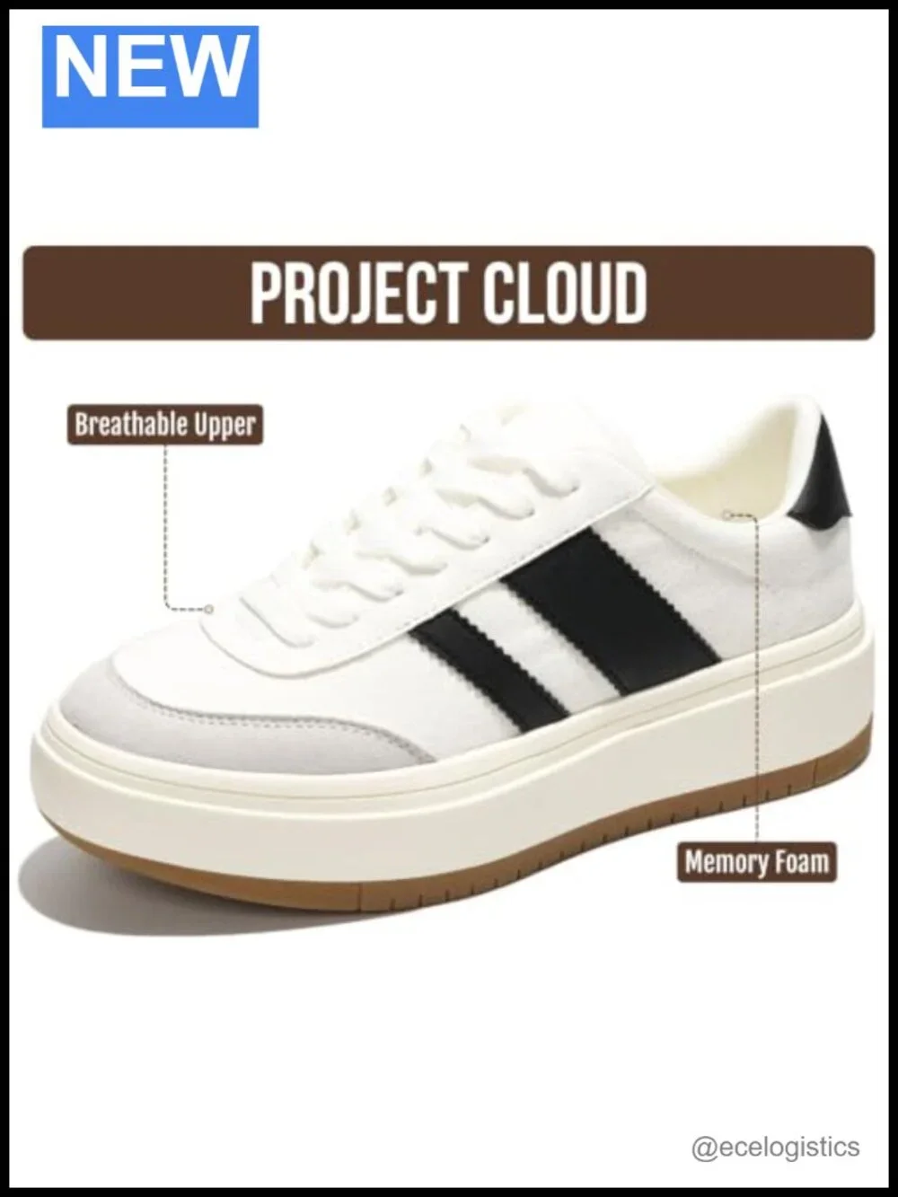 Platform Fashion Sneakers with Memory Foam Insole, Non-Slip, Lightweight Lace-up